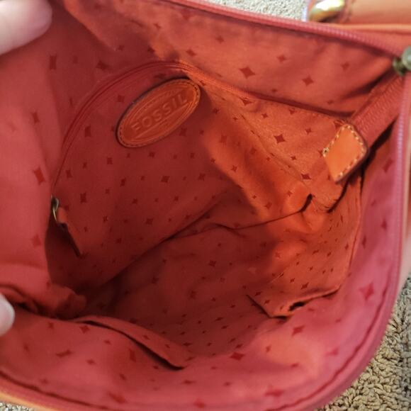 Fossil Morgan traveler crossbody bag pink cowhide leather front flap medium - Picture 6 of 10